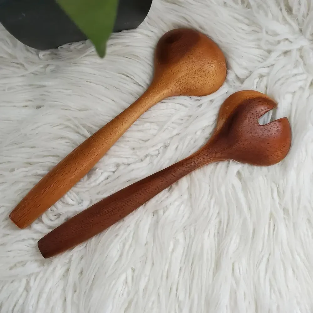 Wooden Wide Salad Serving Spoon Set of 2